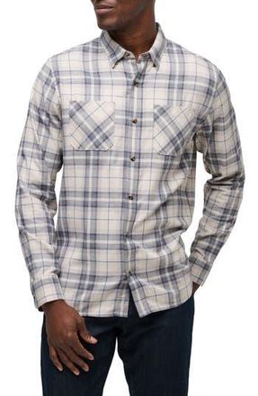 Travis Mathew Cloud Plaid Flannel Button-Up Shirt in Oxford Tan/plum at Nordstrom Rack, Size Xx-Large