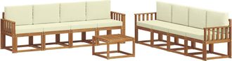 vidaXL Conjunto De Sof&aacute;s De Exterior 9 Uds. Natural Y Crema Vidaxl