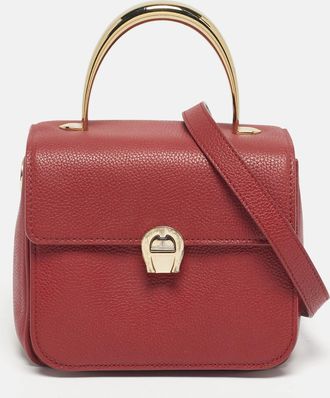Aigner Red Leather Genoveva Top Handle Bag