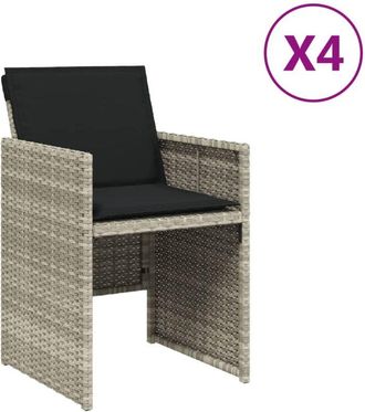 vidaXL Vidaxl - Sillones De Jard&iacute;n Con Cojines 4 Uds Rat&aacute;n Sint&eacute;tico Gris Claro