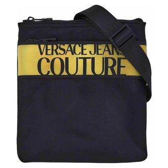 Versace Jeans Couture Tassen, Heren, Zwart, ONE Size, Schoudertas Met Logo-Print En Rits
