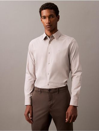 Calvin Klein Mens Slim Stretch Shirt - Grey - XS
