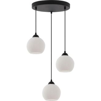 OEM L&aacute;mpara Colgante Riffle Negra 3 Placas Pantalla Blanca Bola E27