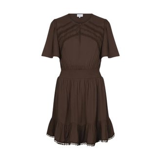 Dante6 Geroux Boho Mini Jurk - Dames - Jurken - Bruin - Maat: XS Viscose