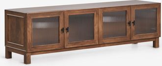 Sklum Mueble Tv 170x45 Cm En Madera De Mango Y Vidrio Ildara Sklum