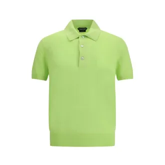 Tom Ford Polo Shirts, male, Green, Size: L Cotton Polo