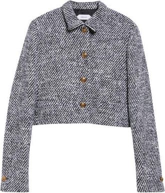 Versace Wool Blend Boucl&egrave; Jacket in Black White at Nordstrom, Size 46