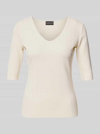 Emporio Armani Regular Fit Bluse mit Strukturmuster in Offwhite, Gr&ouml;&szlig;e XXL