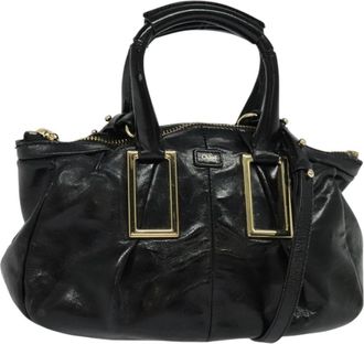 Chlo&eacute; Ethel Handbag Leather Black Leather Handbag (Pre-Owned)