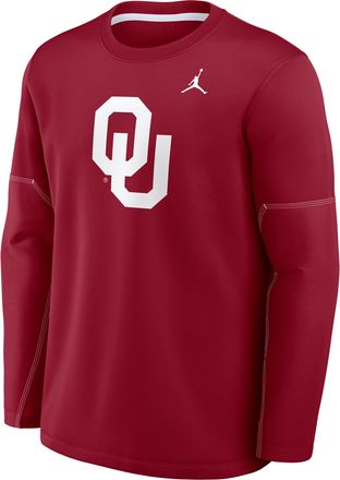 Nike Jordan Mens Oklahoma Sideline Coaches Jordan Brand Therma-FIT College Long-Sleeve T-Shirt in Red | 0JBR99MIOKN-6P4