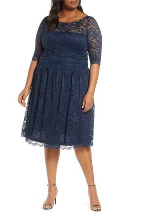 Kiyonna Luna Lace A-Line Dress in Navy at Nordstrom, Size 3X