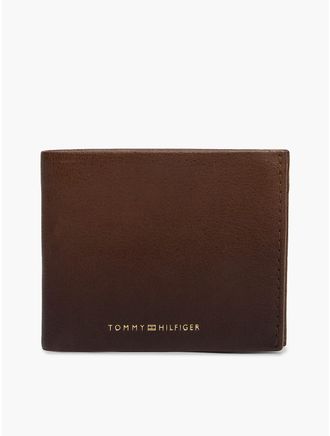 Tommy Hilfiger Mens Pebbled Leather Bifold Wallet - Burnished Brown