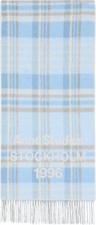 Acne Studios Venus Check Aqua Blue Beige Sjaal - Heren - Wintersjaals - Blauw - ONE Size - Wol - Accessoires