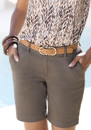 Lascana Bermudas LASCANA, Damen, Gr. 34, N-Gr, gr&uuml;n (khaki), Denim/Jeans, Obermaterial: 98% Baumwolle, 2% Elasthan, unifarben, gerade kniefrei, Hosen Bermudas