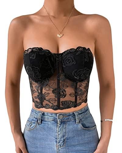 Débardeur Corset Femme Woboren - Noir - Bustier Sans Manches - Polyester/Élasthanne - Taille XS à XL