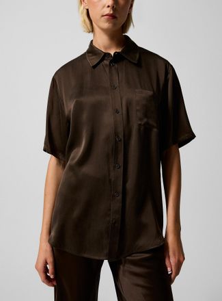 Silk Laundry Womens Boyfriend pure silk shirt