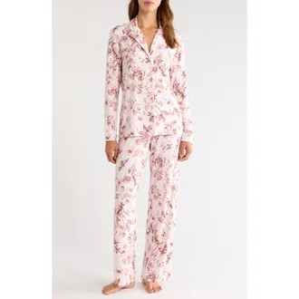 Nordstrom Moonlight Eco Knit Pajamas in Pink- Brown Botanist Floral at Nordstrom, Size X-Large