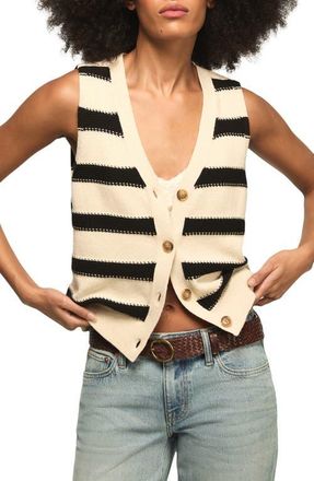 Lucky Brand Stripe Sweater Vest in Whitecap Gray at Nordstrom, Size Medium