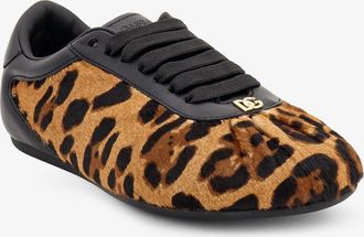 Dolce & Gabbana Womens Sneakers Ponyskin Metal Logo Multicolour Leather Trainers