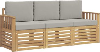 vidaXL Juegos De Sof&aacute;s 3 Uds. Blanco Y Gris Claro Polyester Vidaxl