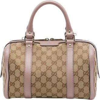 Gucci Pre-owned Boston Bag - Dames - Pre-owned - Beige - Maat: ONE Size Leer