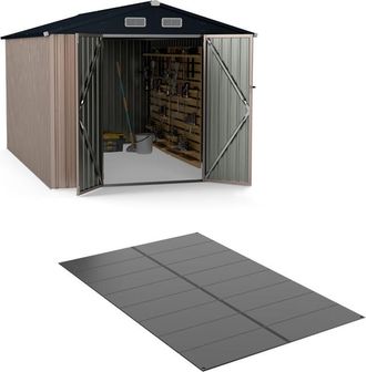 Costway Tappetino in plastica per casetta degli attrezzi, confezione da 16 piastrelle per pavimentazione da patio con superficie antiscivolo, montaggio