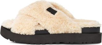 UGG (WMNS) UGG Fuzz Sugar Cross Slide Natural Black 1135131-NBLC