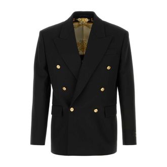 Versace Formal Blazers, male, Black, Size: M Wool Blazer