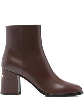 Valentino Garavani logo heel ankle boots - Brown