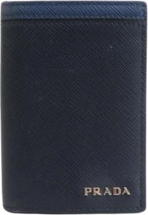 Prada Pre-owned Card Case - Heren - Vintage Accessoires - Blauw - ONE Size - Leer - Vintage