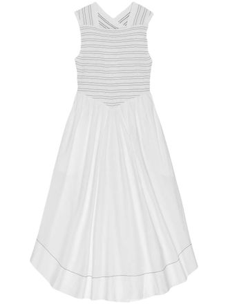Ganni square-neck midi dress - women - Cotton/Elastane - 40 - White