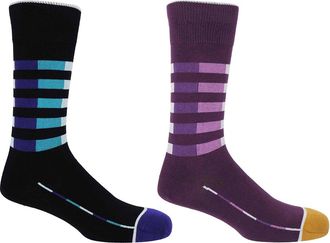 Peper Harow Quad Stripe Mens Bundle - Black & Purple