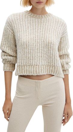 Mango Metallic Rib Sweater in Ecru at Nordstrom, Size X-Small