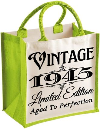 Generic 80th Birthday Midi Jute Bag1945 Vintage Limted Edition Aged To perfection (Green)