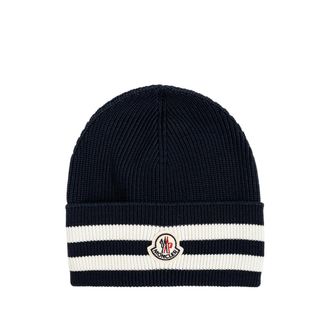 Moncler Striped Logo-patch Beanie Hat