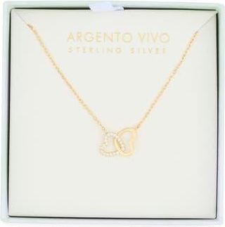 Argento Vivo Cubic Zirconia Interlocking Heart Pendant Necklace in Gold at Nordstrom Rack