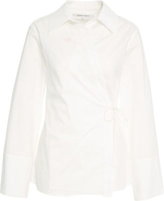 Second Female Wrap-Style White Blouse With Side Tie Detail
