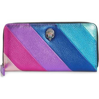 Kurt Geiger Rainbow Shop Eagle Stripe Leather Zip Around Wallet in Open Miscellaneous at Nordstrom Rack