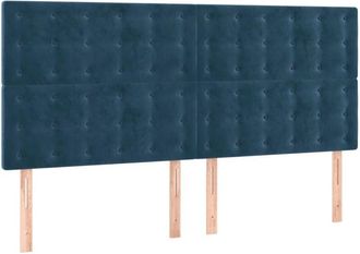 vidaXL Cabecero Con Luces Led Terciopelo Azul Oscuro 160x5x118/128 Cm Vidaxl