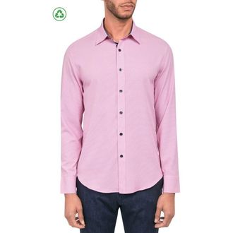 ConStruct Slim Fit Micro Geo 4-Way Stretch Performance Long Sleeve Shirt in Pink at Nordstrom, Size X-Large