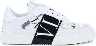 Valentino Garavani Mens Low-Top Calfskin Sneakers White-Black-Ice Upper: Calf Leather Trainers White/black/ice