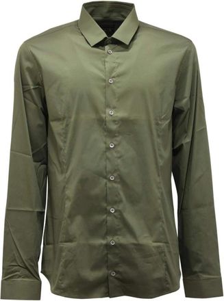 Patrizia Pepe Slim Stretch Groen Shirt - Heren - Casual Overhemden - Groen - XL - Overhemden