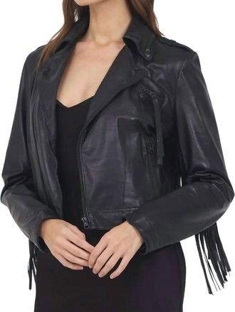 Jakett Tina Fringe Leather Jacket In Black
