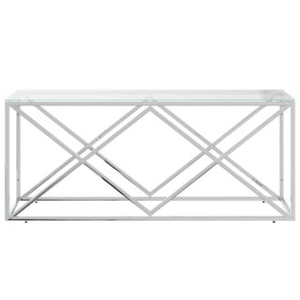 Berkfield Home Decorative Coffee Table 110x45x45 cm Stainless Steel & Glass in Silver | Size: 110 x 45 x 45 cm