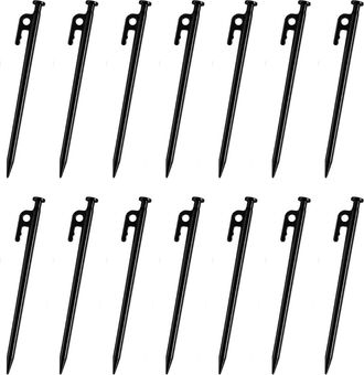 OEM Piquetes De Fijacion - Acero - 20 Cm - Para Suelos Duros - Camping - 14 Unidades