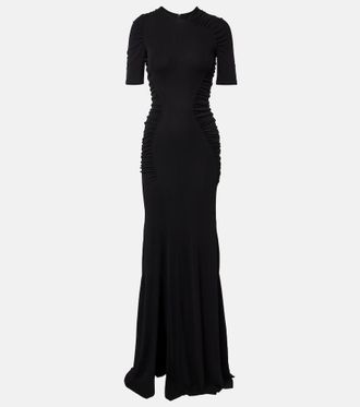 Victoria Beckham Ruched cr&ecirc;pe jersey maxi dress