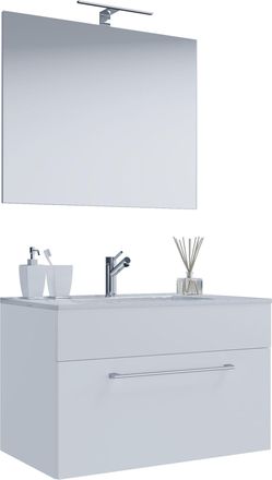 ebuy24 Ebuy24 - Vcm 3 Piezas Lavabo Lavabo Inferior Gabinete Ancho 60 Cm Muebles De Ba&ntilde;o Juego Colgando Con Un Espejo Caj&oacute;n Badinos (blanco)