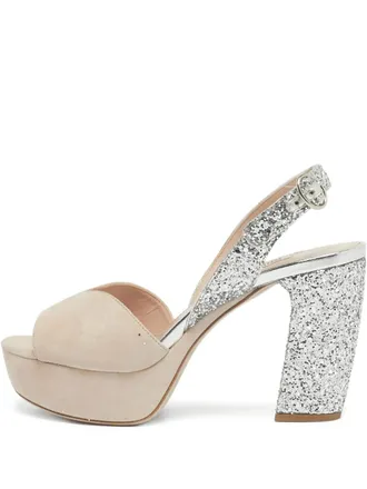 Miu Miu glitter-detailing platform sandals - Neutrals