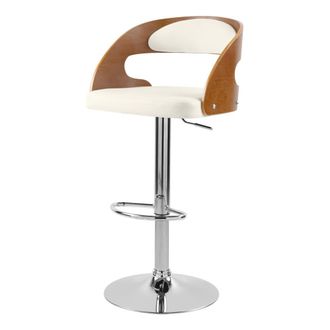 Rendez-Vous D&eacute;co Silla de bar ajustable 62/84 cm en cuero artificial blanco