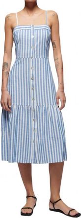 Nation Ltd Luciana Single Tier Midi Dress In Parisian Blue Stripe